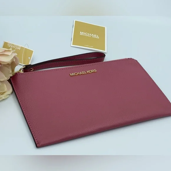 Michael Kors Jet Set Large Leather Clutch Wristlet - Picture 7 of 9